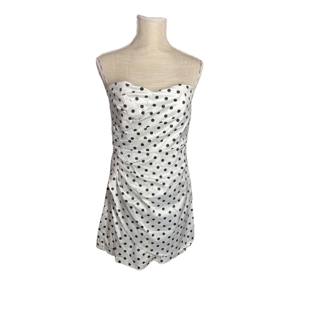 XOXO Black and White Strapless Polka Dot Dress